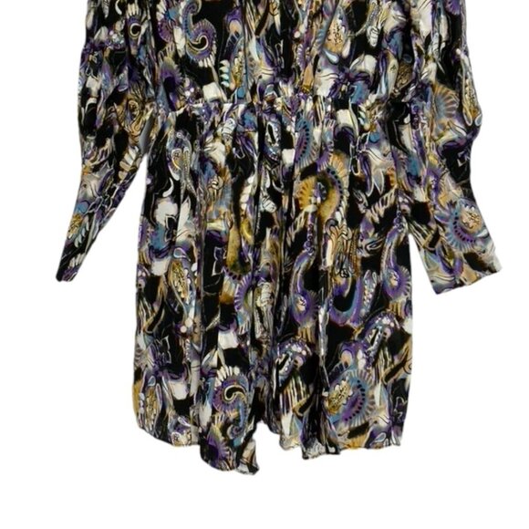 NEW IRO Damie Silk Multicolor Paisley Puff Sleeve Surplice Neckline - Picture 6 of 16